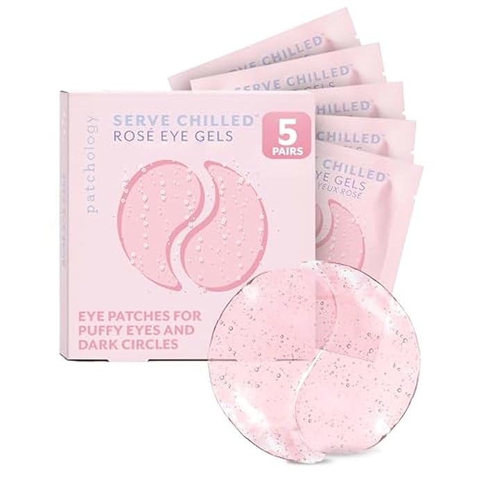 Patchology Serve Chilled Rosé Hydrating Under Eye Patches – Hyaluronic Acid & Antioxidant-Infused Eye Masks to Reduce Dark Circles, Puffiness & Fine Lines - Ideal Skincare Essentials (5 Pairs) - Image 1